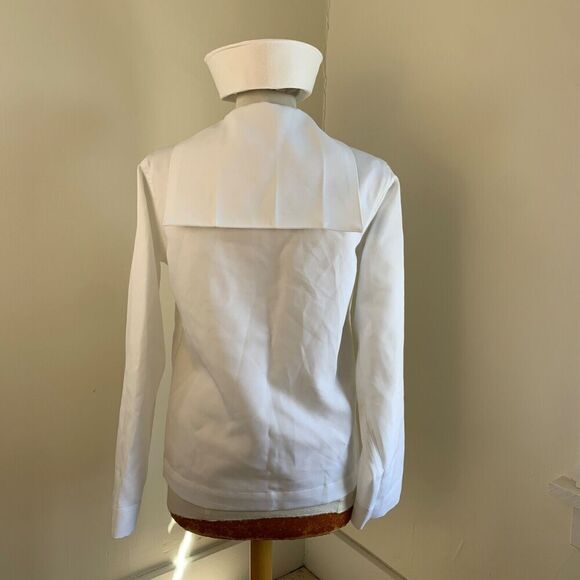 Vintage US Navy Crackerjack Men’s White Uniform Jumper Top 40R Military Hat - Picture 4 of 11